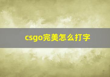 csgo完美怎么打字