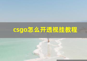 csgo怎么开透视挂教程