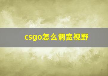 csgo怎么调宽视野