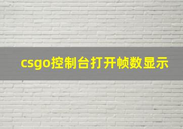 csgo控制台打开帧数显示