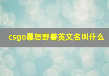 csgo暴怒野兽英文名叫什么