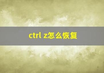 ctrl z怎么恢复