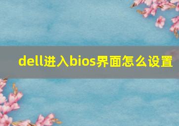 dell进入bios界面怎么设置