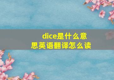 dice是什么意思英语翻译怎么读