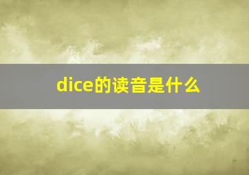 dice的读音是什么