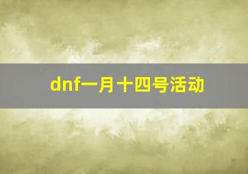 dnf一月十四号活动