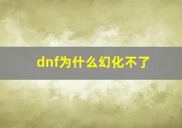 dnf为什么幻化不了