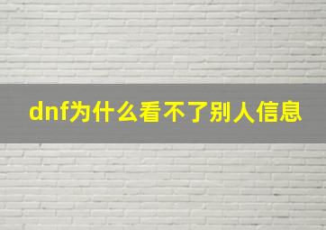 dnf为什么看不了别人信息