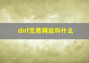 dnf交易网站叫什么