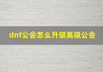 dnf公会怎么升级高级公会