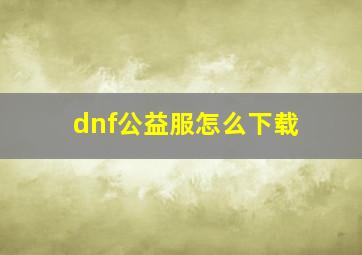 dnf公益服怎么下载