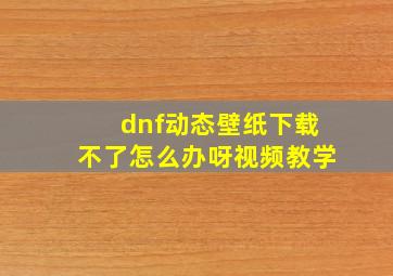 dnf动态壁纸下载不了怎么办呀视频教学