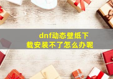 dnf动态壁纸下载安装不了怎么办呢