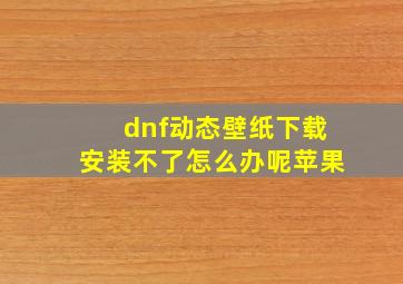 dnf动态壁纸下载安装不了怎么办呢苹果