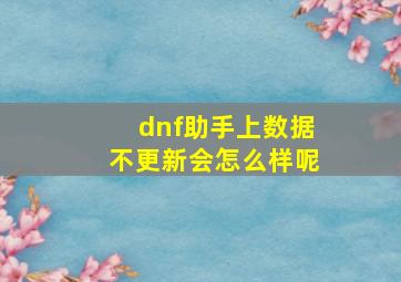 dnf助手上数据不更新会怎么样呢