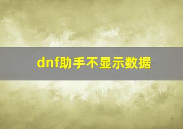 dnf助手不显示数据