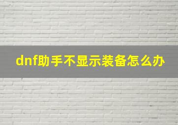 dnf助手不显示装备怎么办