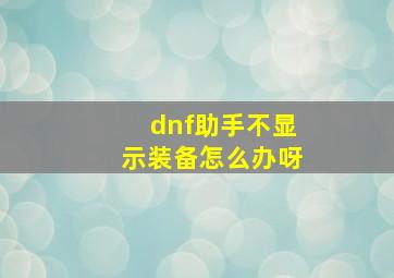 dnf助手不显示装备怎么办呀