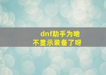 dnf助手为啥不显示装备了呀