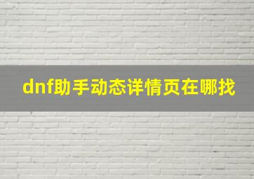 dnf助手动态详情页在哪找