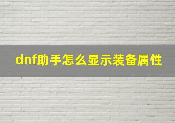 dnf助手怎么显示装备属性