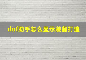 dnf助手怎么显示装备打造