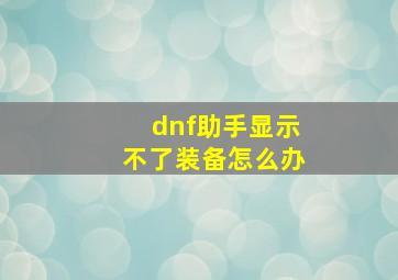 dnf助手显示不了装备怎么办