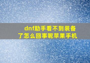 dnf助手看不到装备了怎么回事呢苹果手机