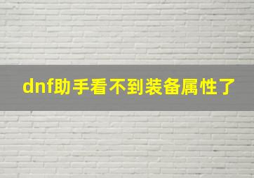 dnf助手看不到装备属性了