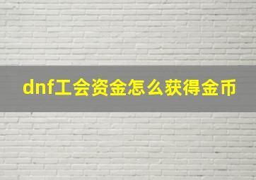 dnf工会资金怎么获得金币