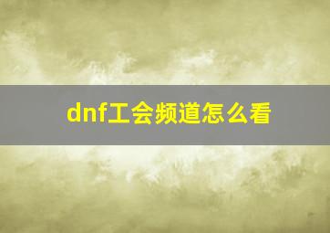 dnf工会频道怎么看