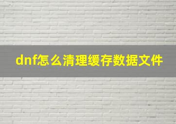 dnf怎么清理缓存数据文件