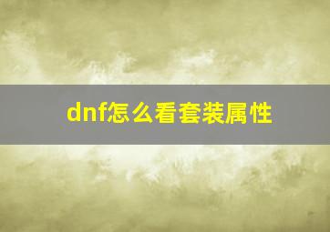 dnf怎么看套装属性