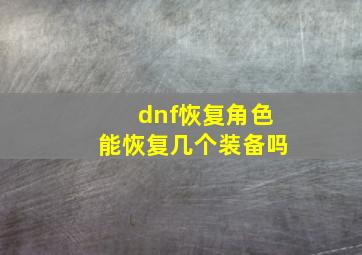 dnf恢复角色能恢复几个装备吗