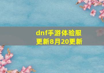 dnf手游体验服更新8月20更新