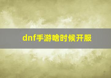 dnf手游啥时候开服