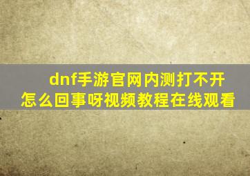 dnf手游官网内测打不开怎么回事呀视频教程在线观看