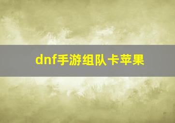 dnf手游组队卡苹果