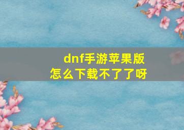 dnf手游苹果版怎么下载不了了呀