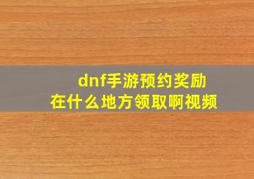 dnf手游预约奖励在什么地方领取啊视频