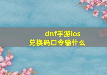 dnf手游ios兑换码口令输什么