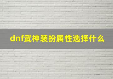 dnf武神装扮属性选择什么