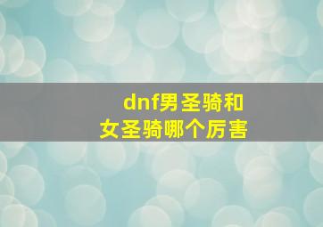 dnf男圣骑和女圣骑哪个厉害