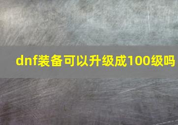 dnf装备可以升级成100级吗