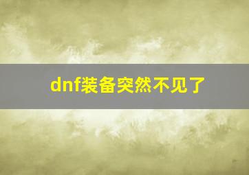 dnf装备突然不见了