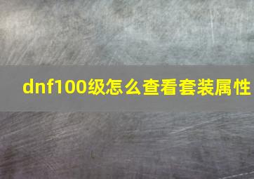 dnf100级怎么查看套装属性