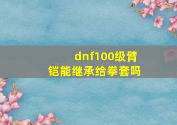 dnf100级臂铠能继承给拳套吗