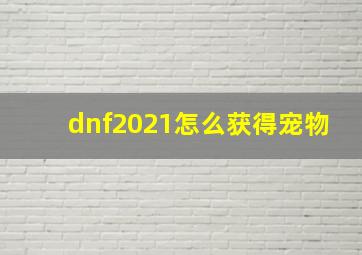 dnf2021怎么获得宠物