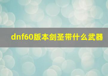 dnf60版本剑圣带什么武器