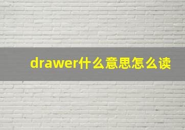 drawer什么意思怎么读